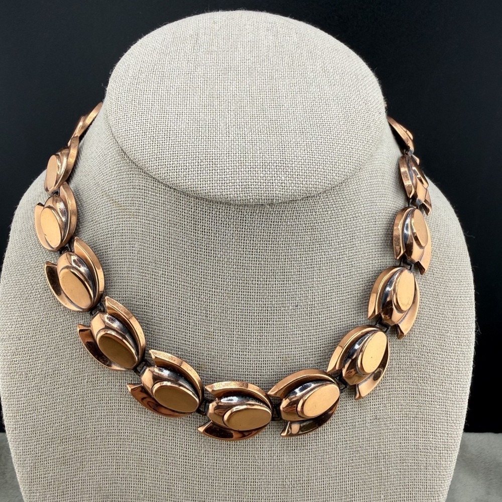 Vintage Renoir Necklace Copper Signed 14"
